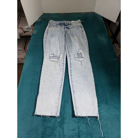 Old Navy Denim - Old Navy Jeans Size 0 Womens Blue Fray Hem Stretch High Rise OG Straight NWT